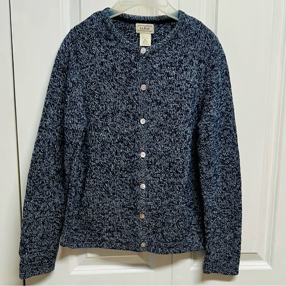 L.L. Bean Women's Navy Marled Button-Up Cardigan Size XS